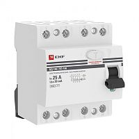 Выключатель дифференциального тока (УЗО)  ВД-100 4P 25А/100мА (электромеханическое) EKF PROxima | код. elcb-4-25-100-em-pro | EKF